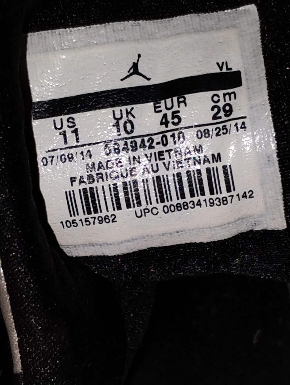 Nike Air Jordan 7 Retro Black/White Sport Cleats Men's 11 684942-010 READ DSP